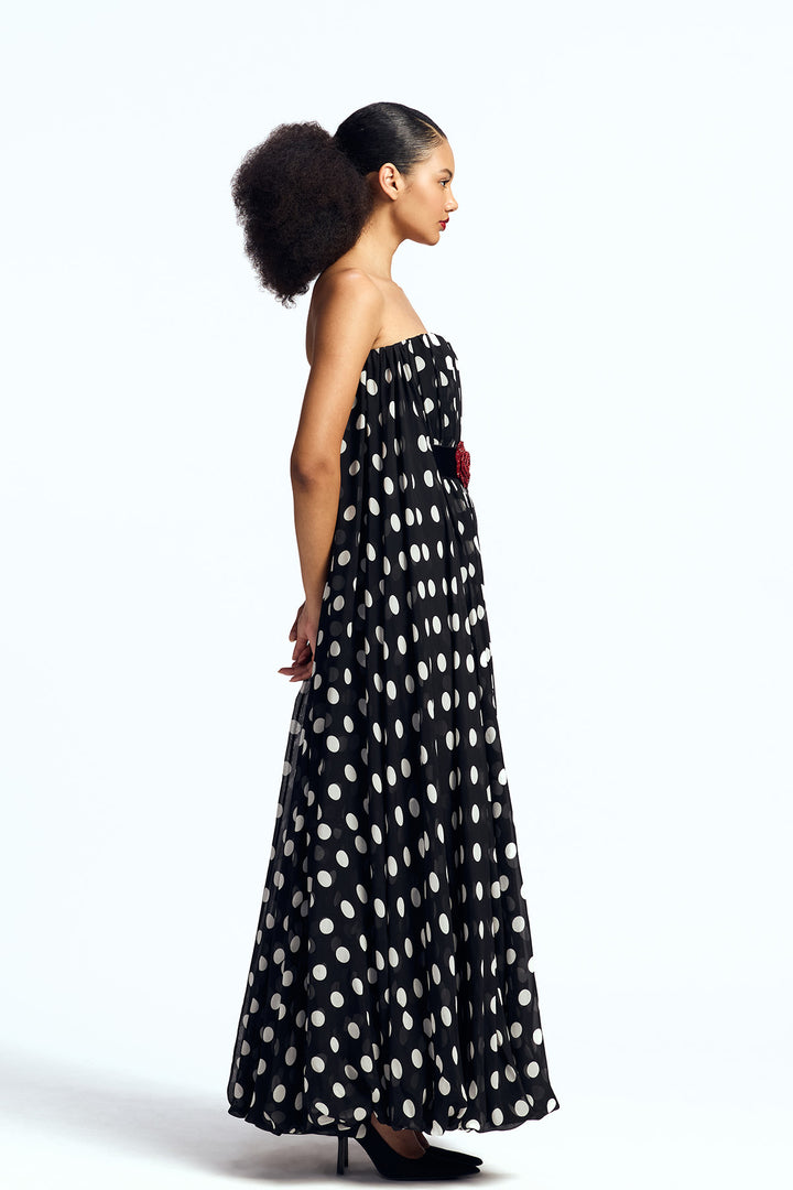 STRAPLESS BALLOON MAXI DRESS