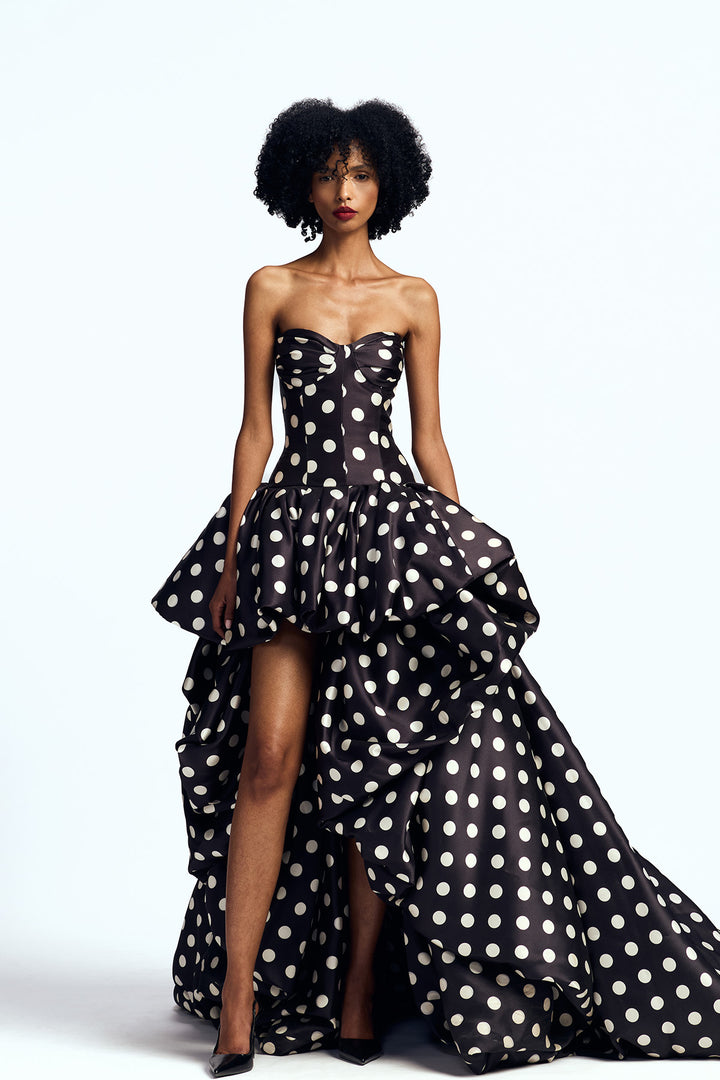DROP-WAISTED HIGH LOW GOWN
