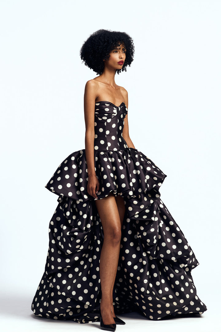 DROP-WAISTED HIGH LOW GOWN