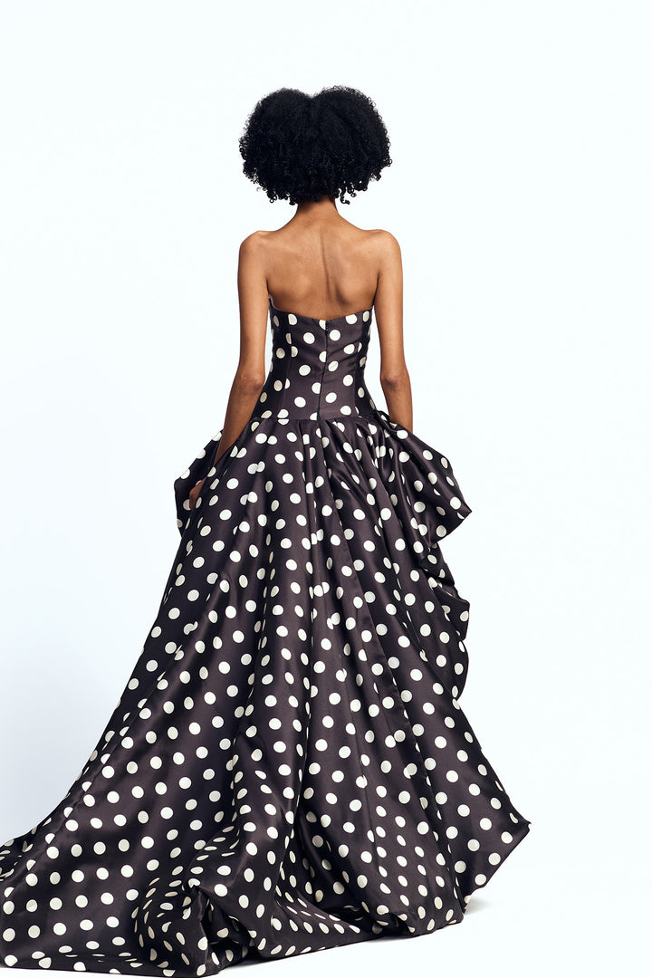 DROP-WAISTED HIGH LOW GOWN