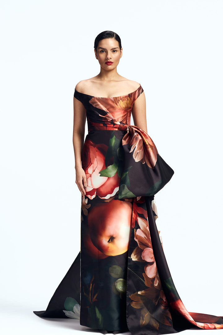 DRAPED COLUMN GOWN
