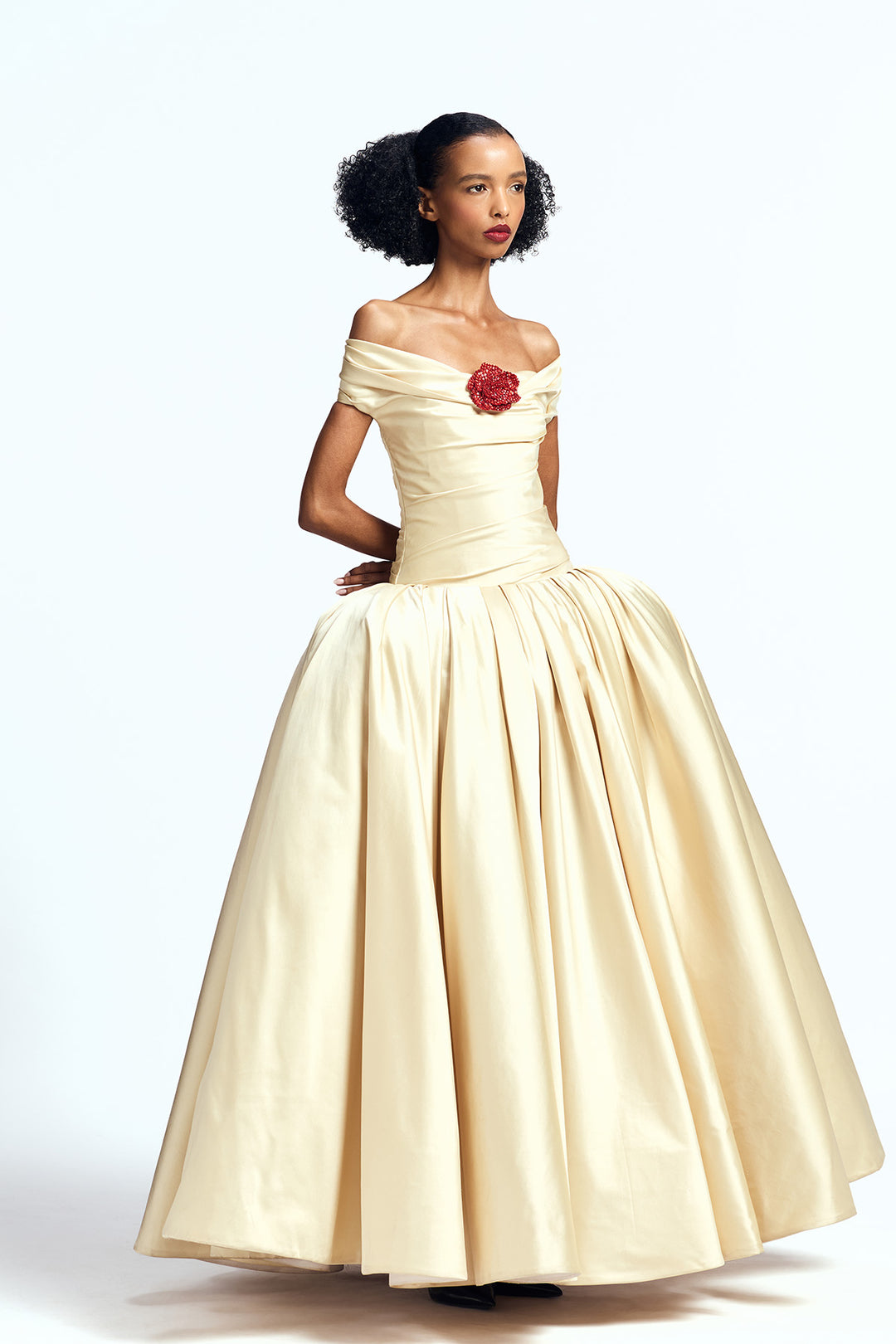 OFF SHOULDER DROP-WAISTED GOWN