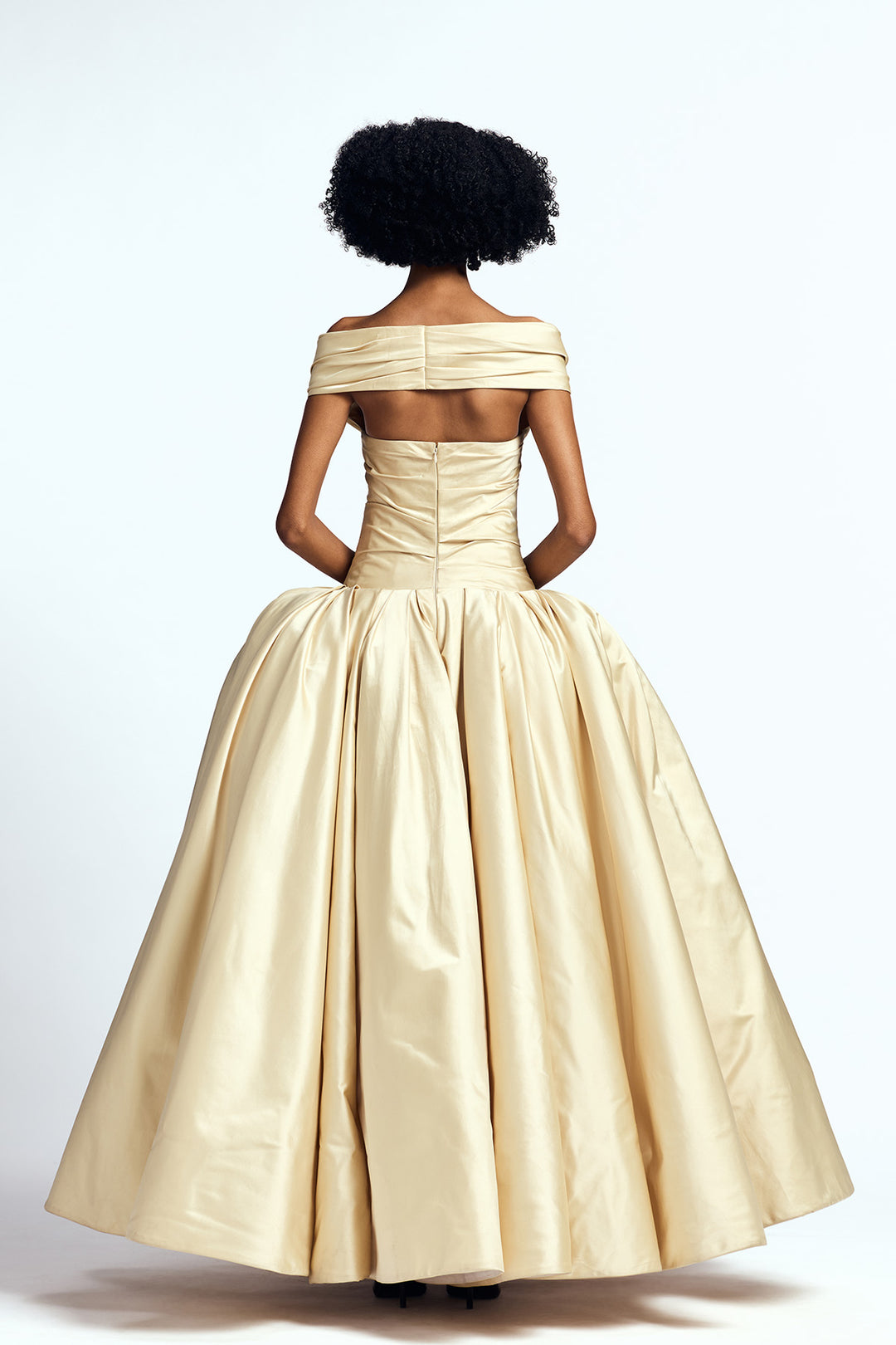 OFF SHOULDER DROP-WAISTED GOWN