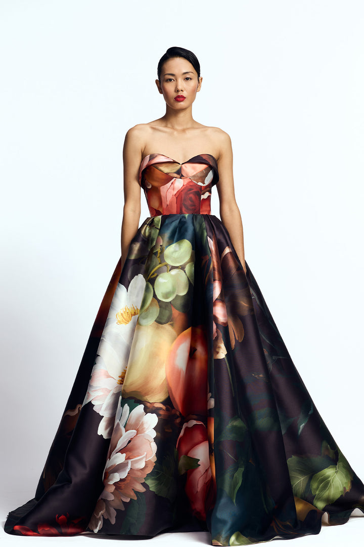 STRAPLESS DRAPED GOWN