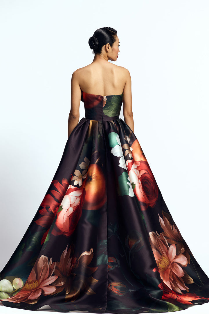 STRAPLESS DRAPED GOWN