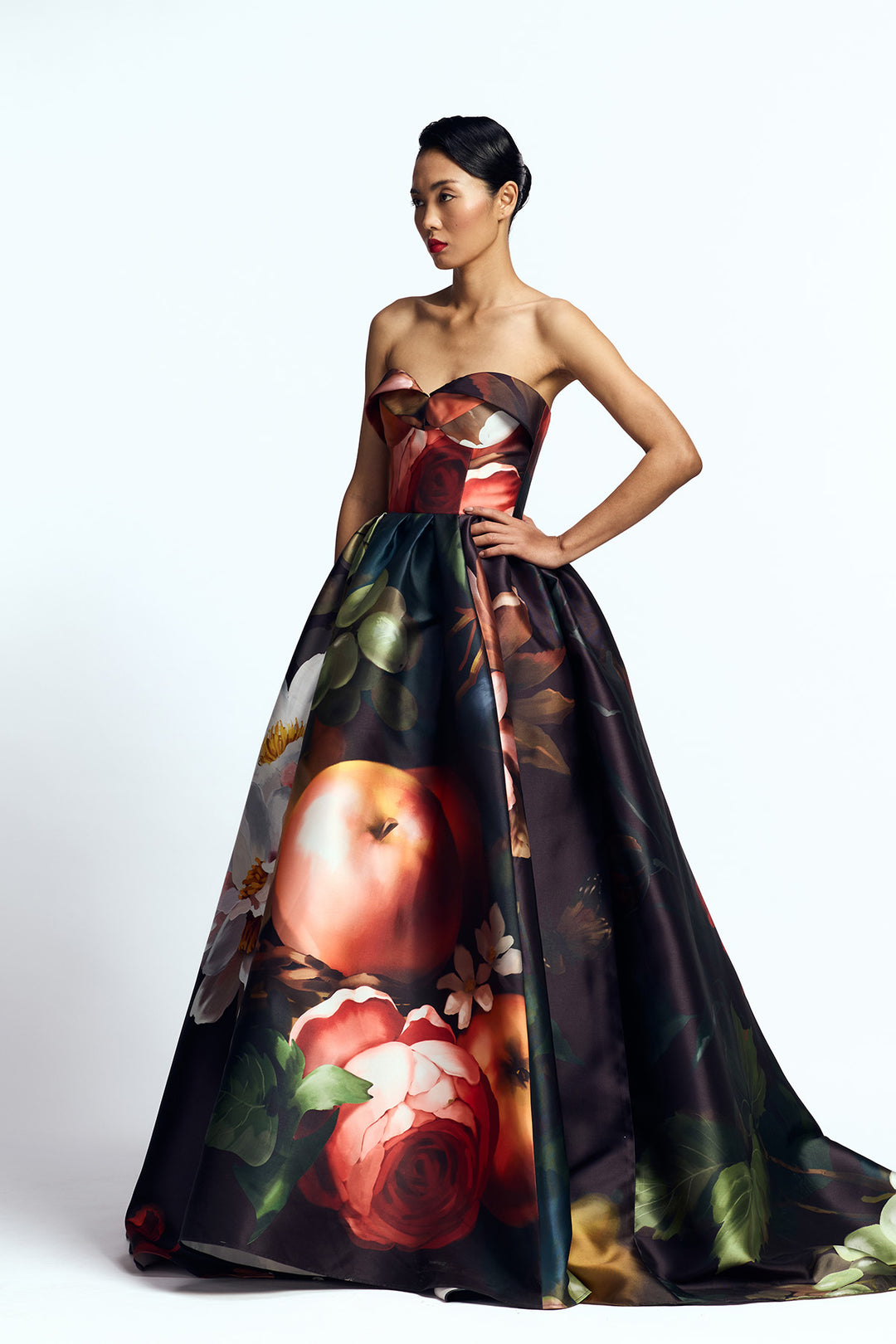 STRAPLESS DRAPED GOWN