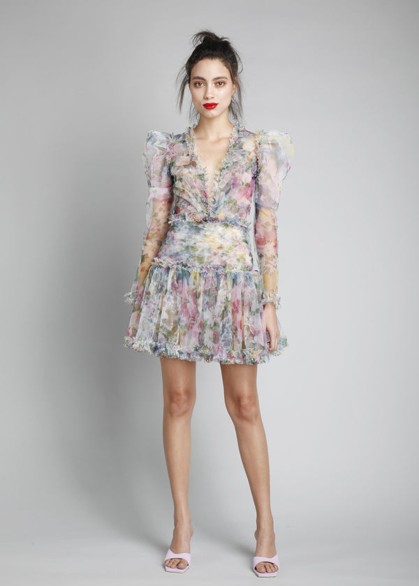 Pouf Sleeve Mini Dress