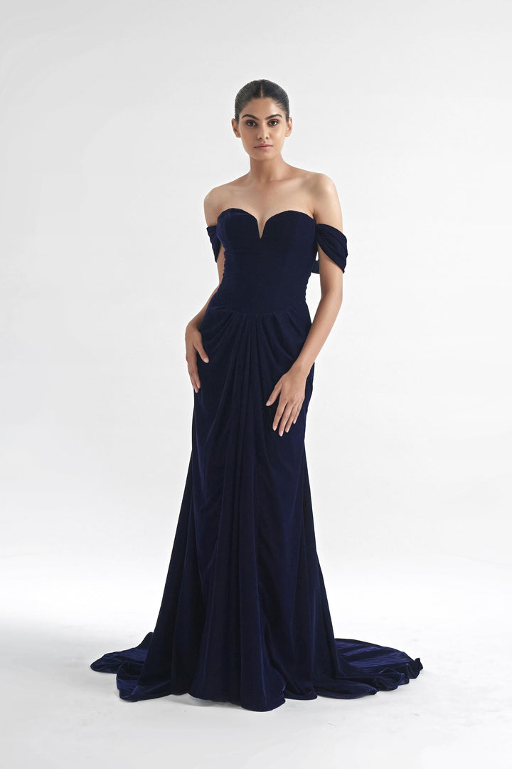 Off Shoulder Drop Waisted Gown