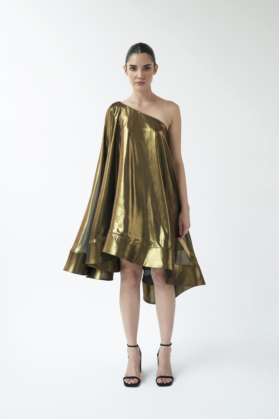 gold trapeze dress Nude Gold Long Trapeze Formal Dress: Mac Duggal 9232 Nude Gold / 4